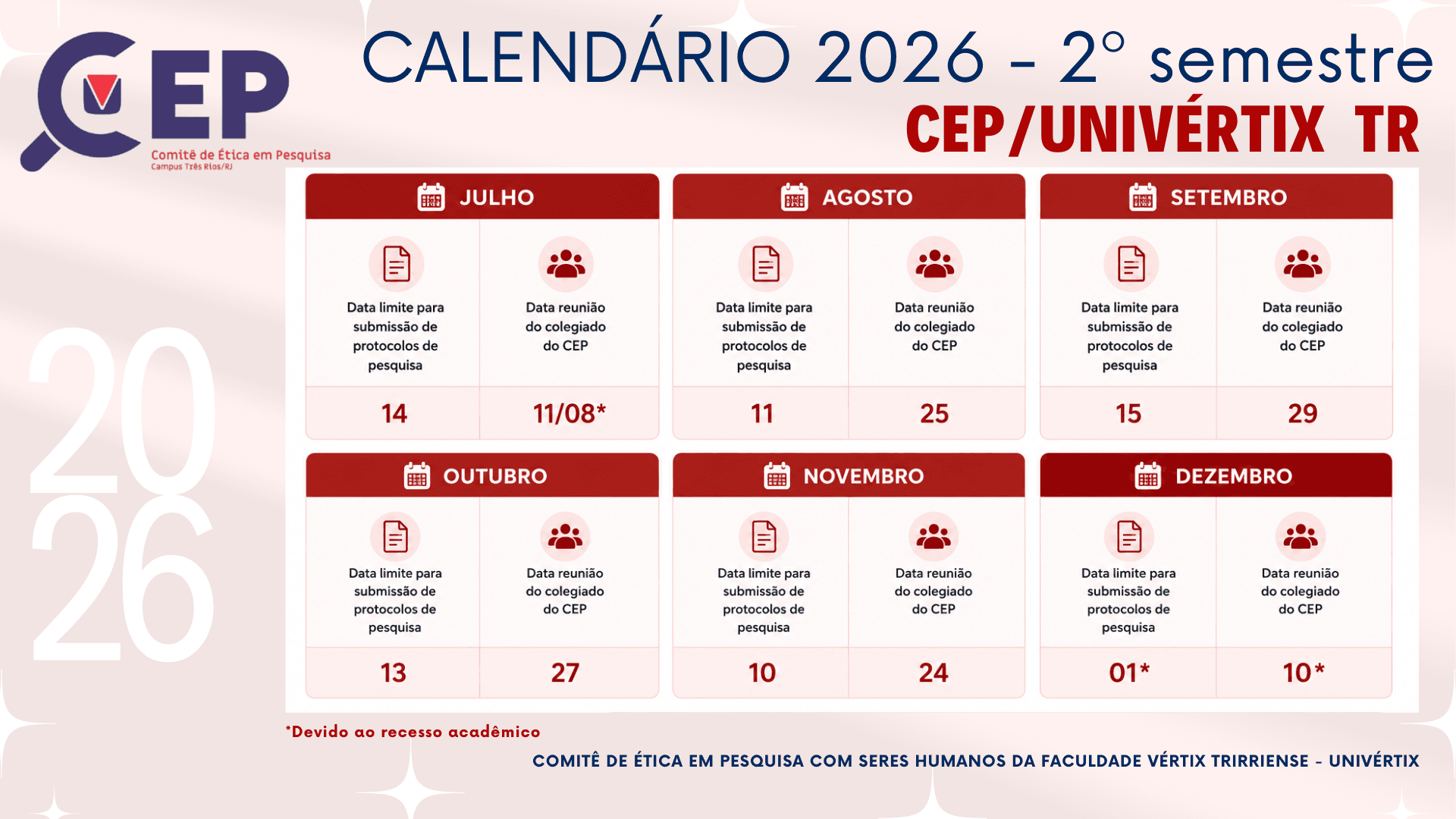 Calendário de Reuniões do CEP Três Rios